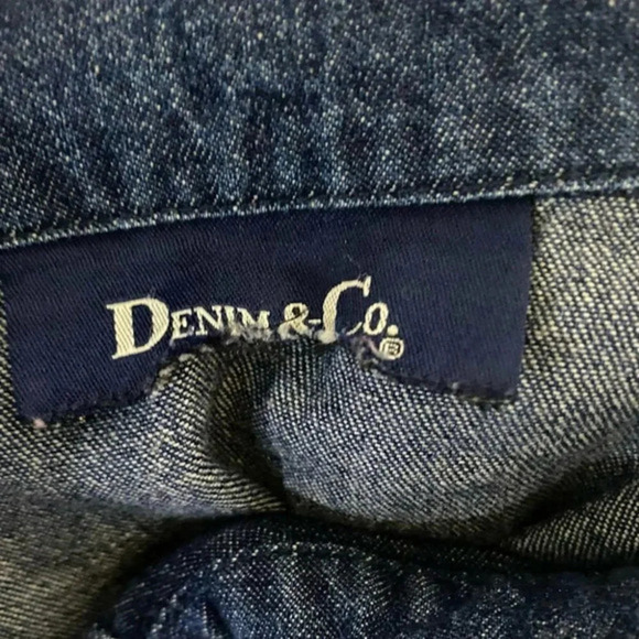 Denim & Co.‎ 1X grannycore jean jacket with embroidered multicolor flowers - Picture 6 of 7